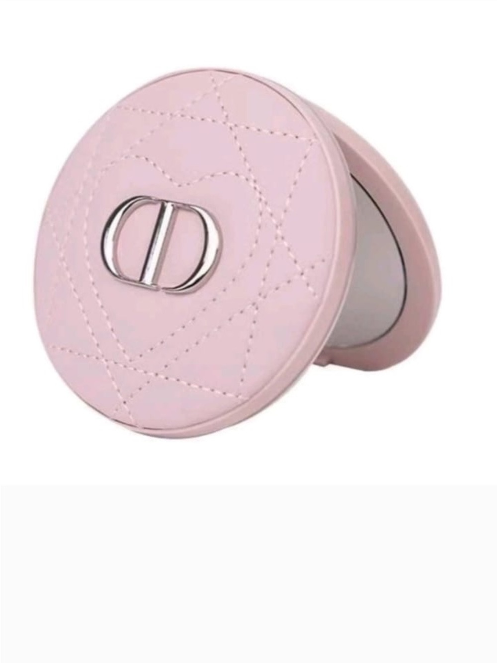 Dior Pink Quilted Compact Mirror with Silver CD Logo - Picture 5 of 5